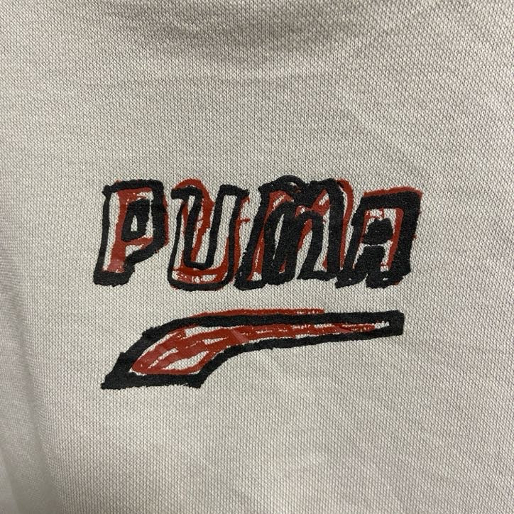 古着 used　puma プーマ　長袖プリントパーカー　スウェット　ロゴプリント　マルチカラー　秋冬服　Mサイズ