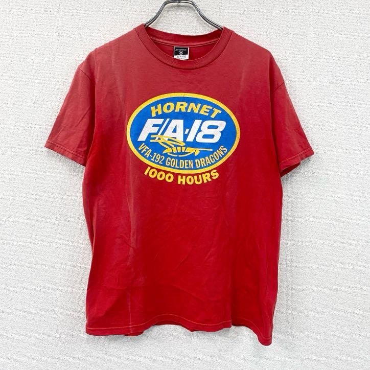 AVIREX　アヴィレックス　半袖プリントTシャツ　赤レッド　Lサイズ　古着