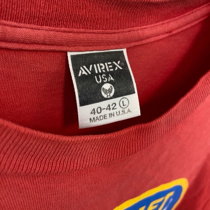 AVIREX　アヴィレックス　半袖プリントTシャツ　赤レッド　Lサイズ　古着
