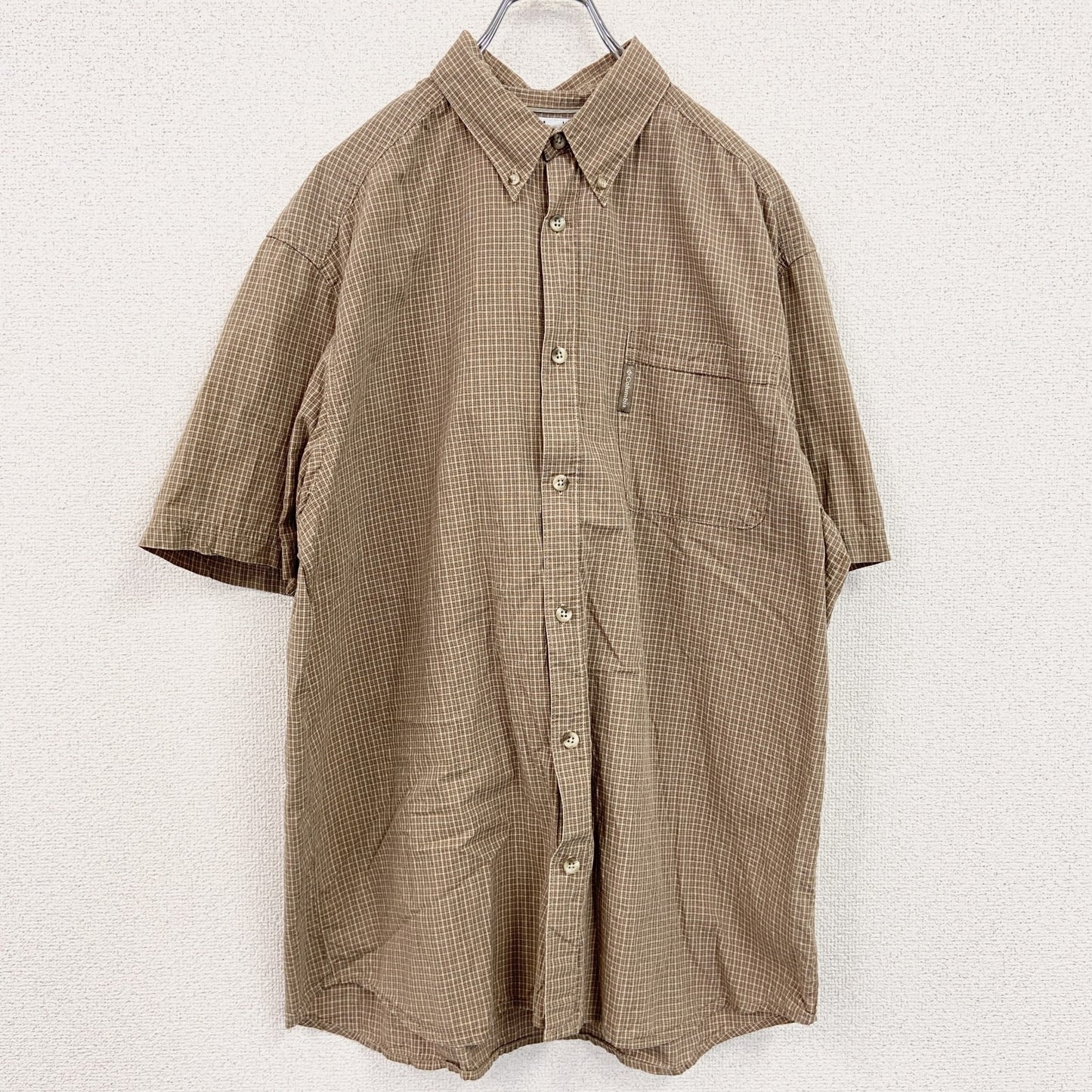 Columbia　コロンビア　半袖シャツ　チェック柄　茶色　ブラウン　Lサイズ