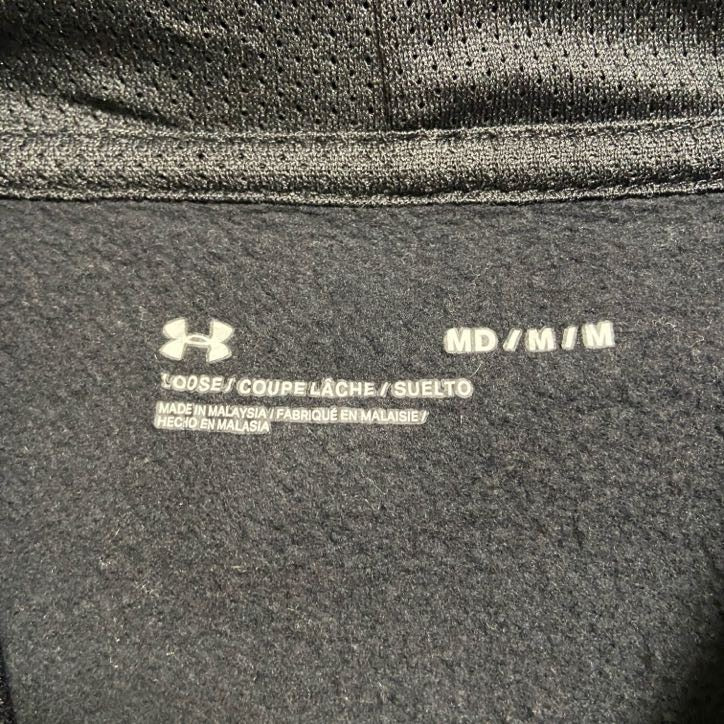 古着 used　UNDER ARMOUR アンダーアーマー　長袖プリントパーカー　スウェット　トレーナ　ラクロス　黒　ブラック　Mサイズ