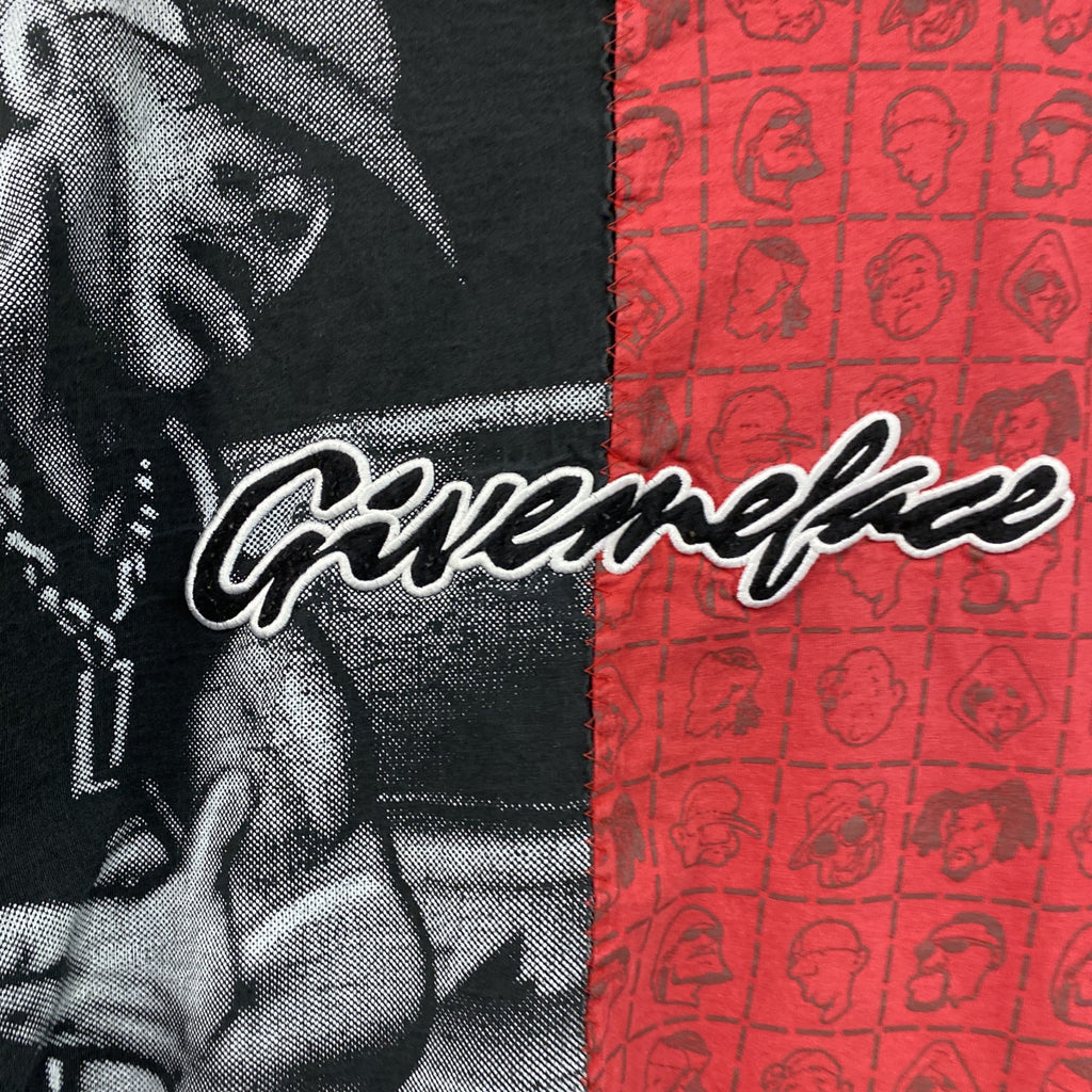 GIVEMEFACE　ギブミーフェイス　半袖プリントTシャツ　ビッグプリント　赤　レッド　黒　ブラック　XLサイズ　古着