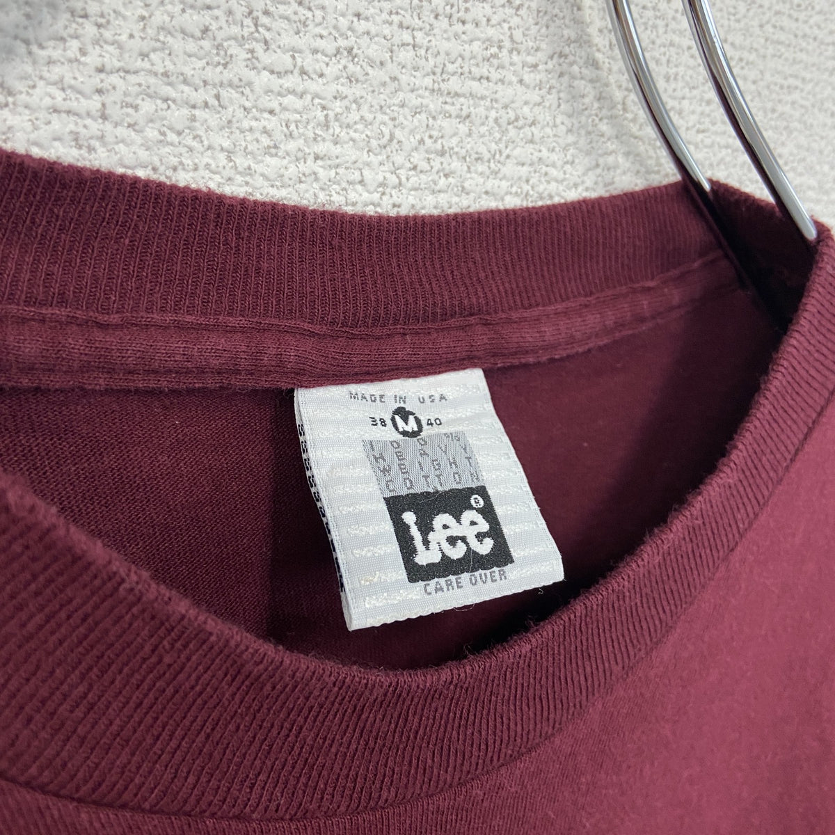 90s　Lee　リー　半袖プリントTシャツ　刺繍ロゴ　クルーネック　ヴィンテージ　ボルドー　Mサイズ　古着