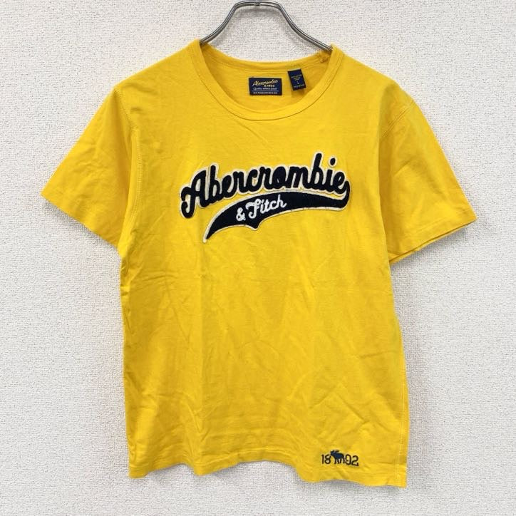Abercrombie&Fitch　アバクロンビー&フィッッチ　半袖プリントTシャツ　シングルステッチ　黄色　イエロー　Lサイズ　古着