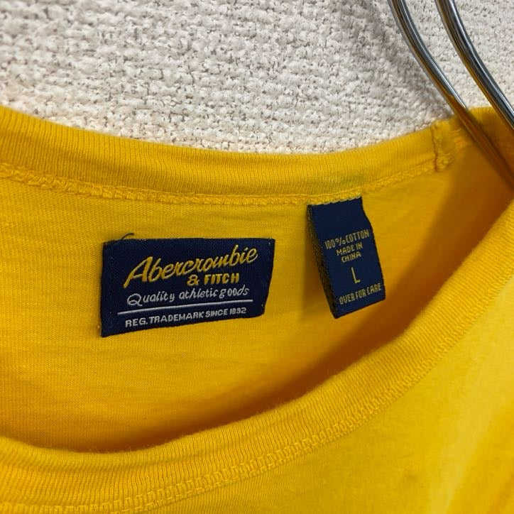 Abercrombie&Fitch　アバクロンビー&フィッッチ　半袖プリントTシャツ　シングルステッチ　黄色　イエロー　Lサイズ　古着