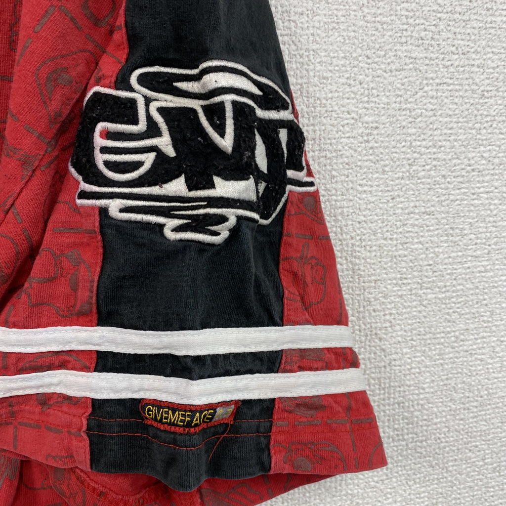 GIVEMEFACE　ギブミーフェイス　半袖プリントTシャツ　ビッグプリント　赤　レッド　黒　ブラック　XLサイズ　古着