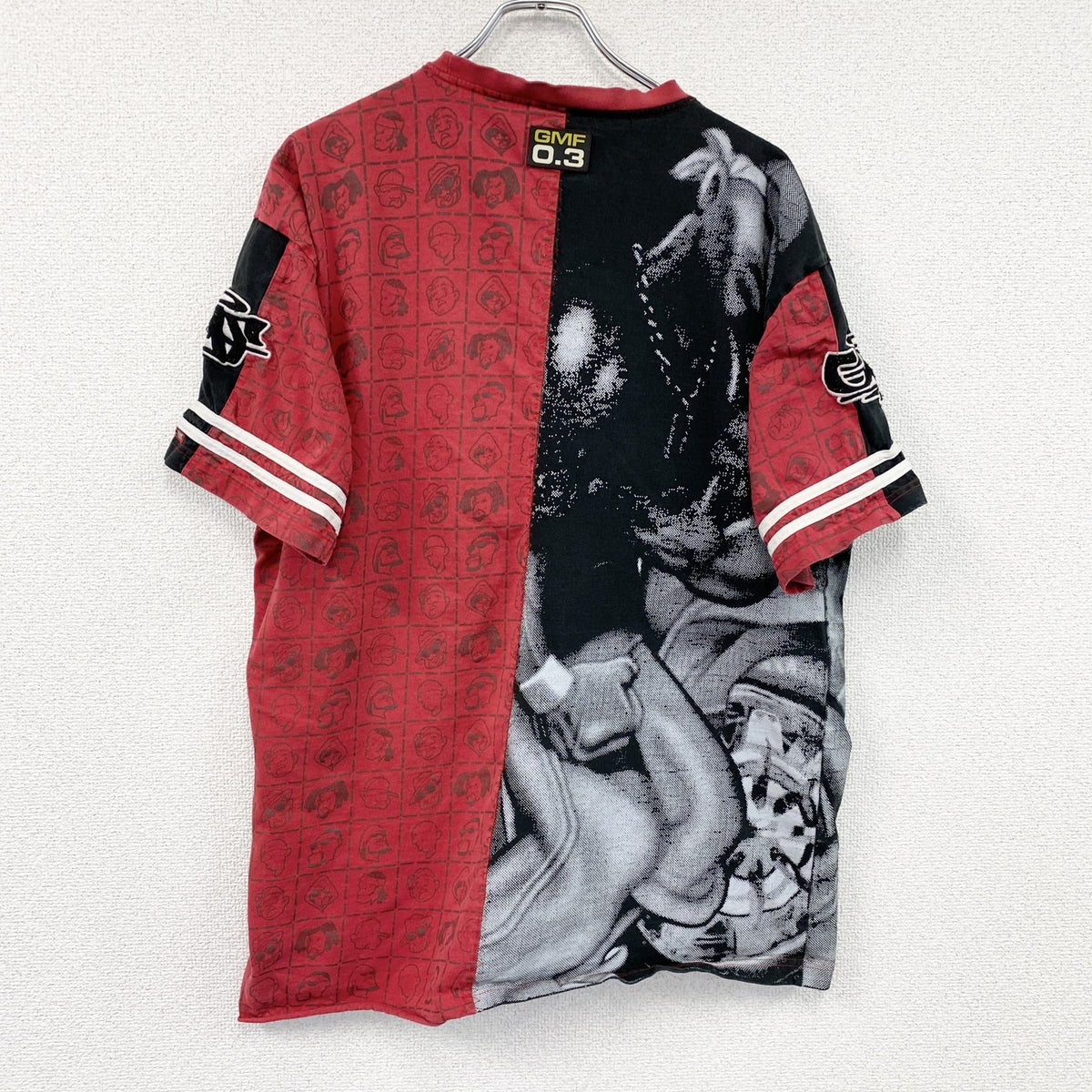 GIVEMEFACE　ギブミーフェイス　半袖プリントTシャツ　ビッグプリント　赤　レッド　黒　ブラック　XLサイズ　古着