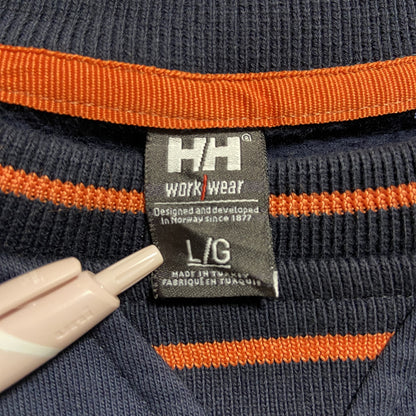 古着 used　HELLY HANSEN　ヘリーハンセン　長袖Vガゼットスウェット　トレーナ　ロゴプリント　ネイビー　Lサイズ