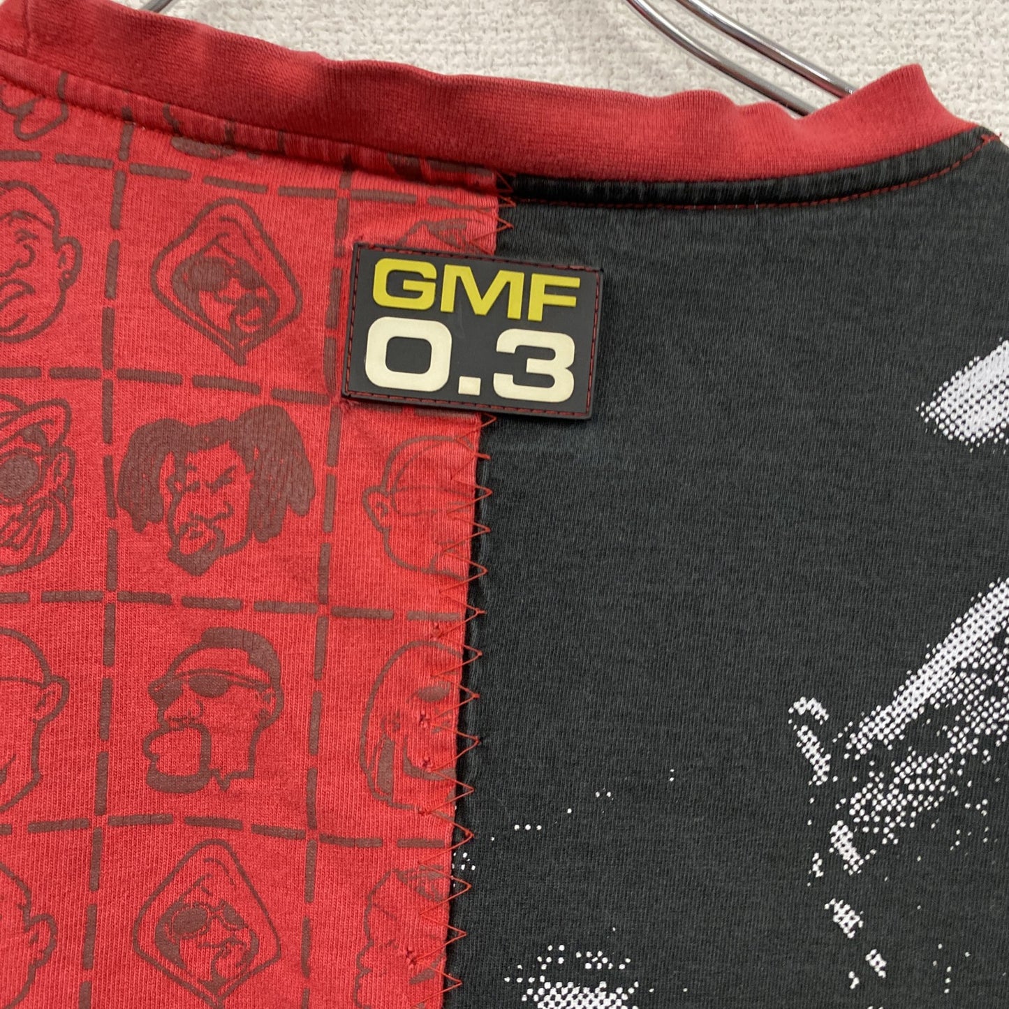 GNS0.3　半袖プリントTシャツ　赤　レッド　黒　ブラック　XLサイズ