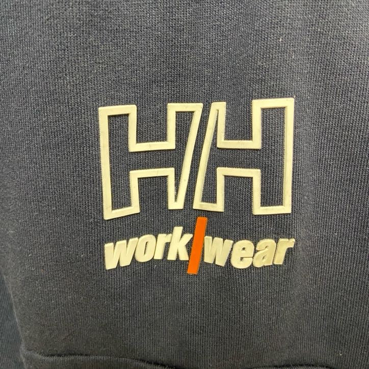 古着 used　HELLY HANSEN　ヘリーハンセン　長袖Vガゼットスウェット　トレーナ　ロゴプリント　ネイビー　Lサイズ