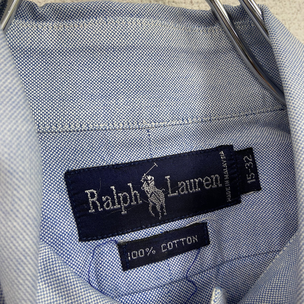 RALPH LAUREN　ラルフローレン　長袖ボタンダウンシャツ　ライトブルー　15～32サイズ　古着