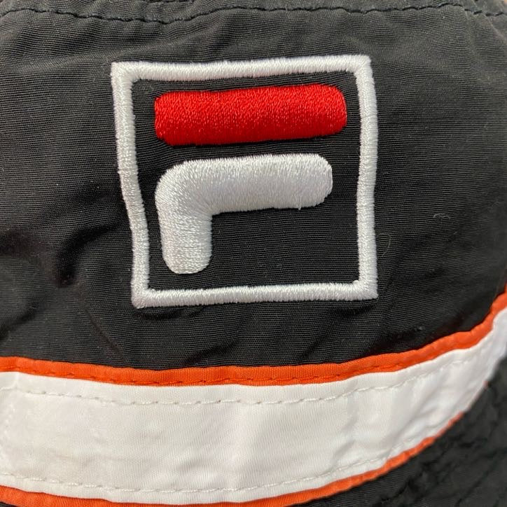 FILA　フィラ　バケットハット　刺ロゴ　デカロゴ　黒　ブラック レディース コットン ナイロン 古着