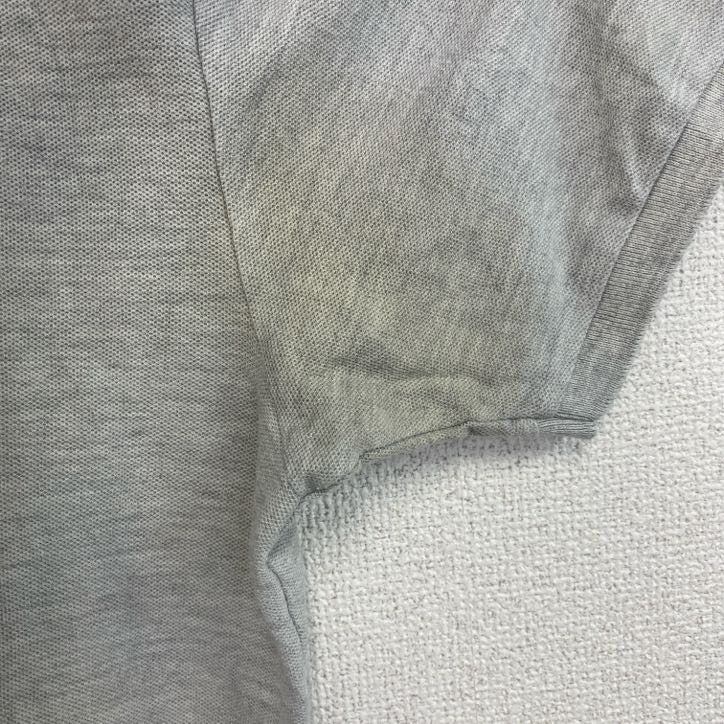 　FRUIT OF THE LOOM　半袖プリントポロシャツ　バックプリント　レトロ　国旗　灰　グレー　灰色　Lサイズ　古着