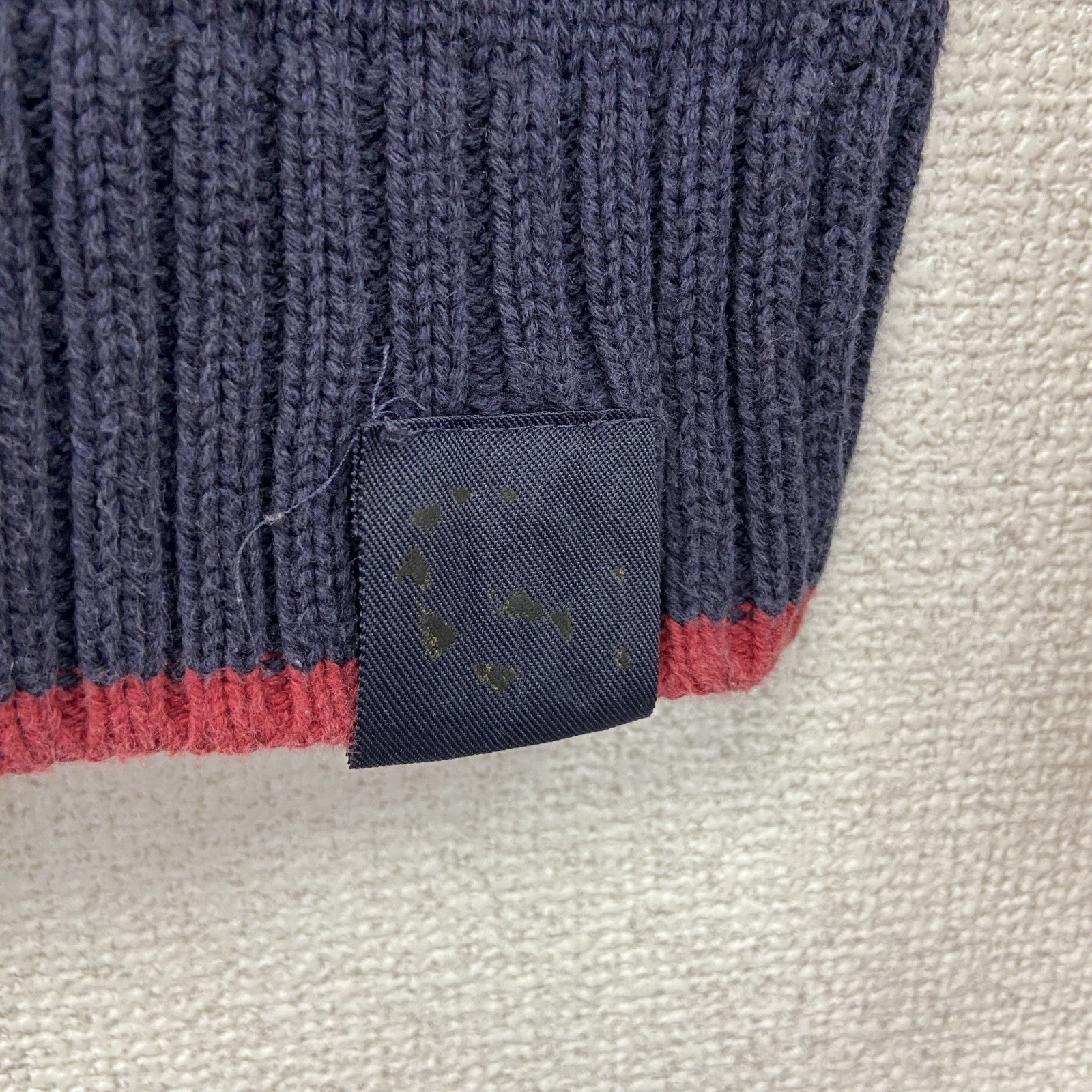 PUMA　プーマ　ニットセーター　エポレット　刺繍ロゴ　ワンポイント　紺　ネイビー　Sサイズ　古着