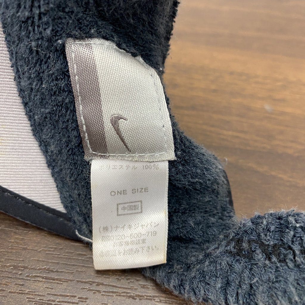 00s　NIKE 　ナイキ　サンバイザー　スウッシュ　刺繍ロゴ　デカロゴ　ヴィンテージ　黒　ブラック　古着