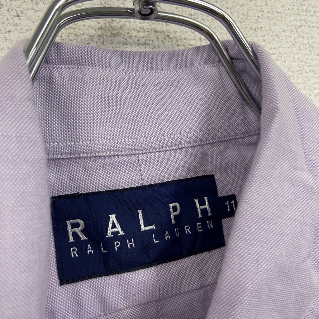 RALPH LAUREN　ラルフローレン　長袖ボタンダウンシャツ　紫　ライトパープル　11サイズ　古着