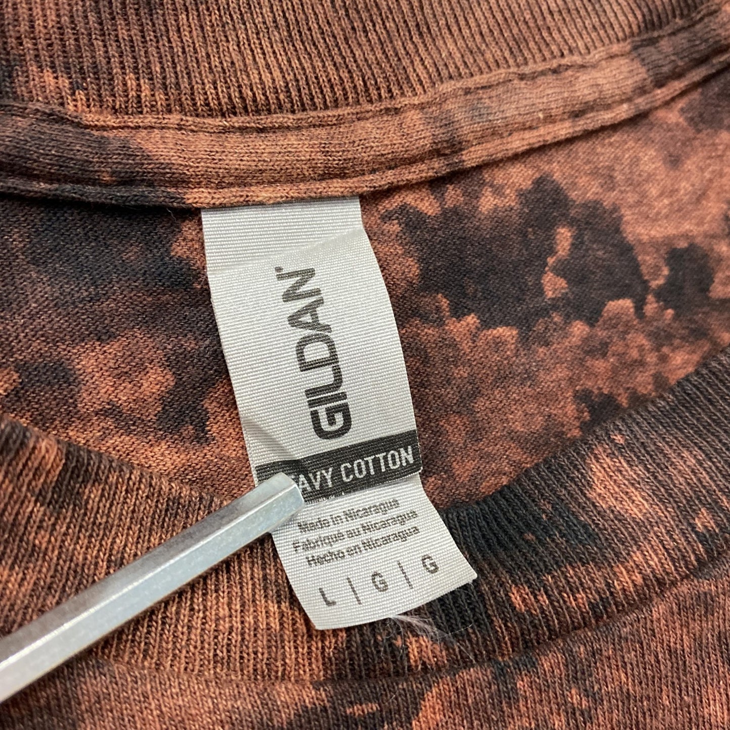 GILDAN　ギルダン　半袖プリントTシャツ　タイダイ柄　茶色　ブラウン　Lサイズ