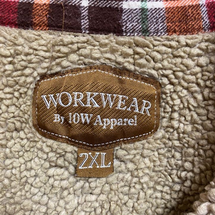 古着 used　WORKWEAR　長袖CPOシャツジャケット　チェック柄　ボア裏地　ビックシルエット　秋冬服　XXLサイズ