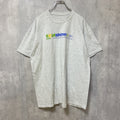 半袖プリントTシャツ　クルーネック　霜降りカラー　バックプリント　レトロデザイン　Lサイズ　古着