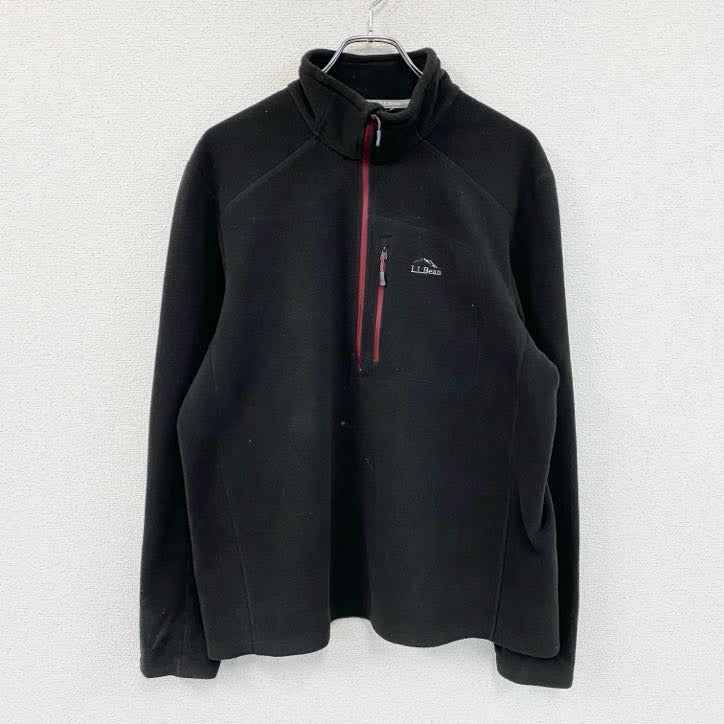 L.L.Bean　エルエルビーン　長袖ハーフジップフリースジャケット　黒　ブラック　Lサイズ フリースアウター メンズ 古着