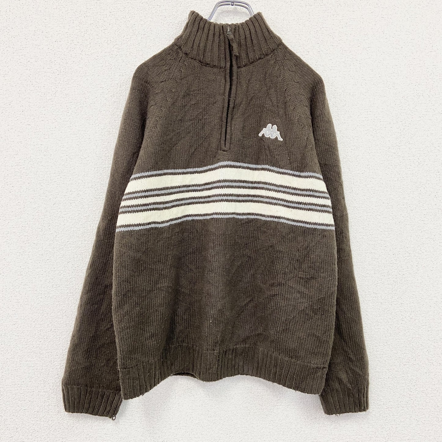 Kappa　カッパ　ハーフジップコットンニットセーター　茶色　ブラウン　Mサイズ