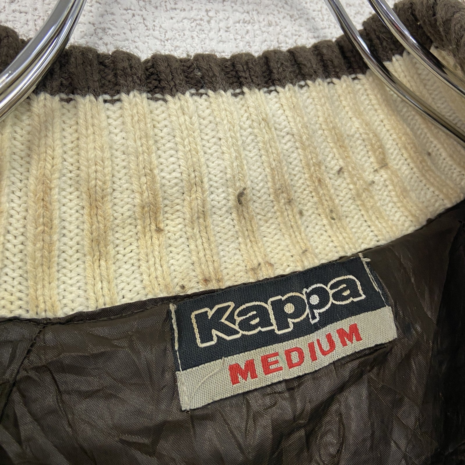 Kappa　カッパ　ハーフジップコットンニットセーター　茶色　ブラウン　Mサイズ　古着