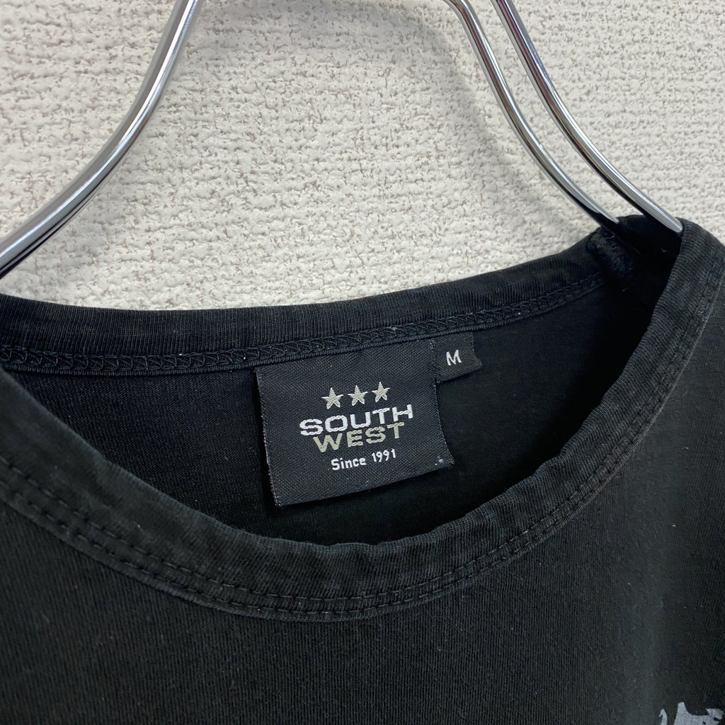 SOUTH WEST　半袖アニマルプリントTシャツ　フクロウ　梟　レトロ　クルーネック　黒　ブラック　Ｍサイズ　　古着