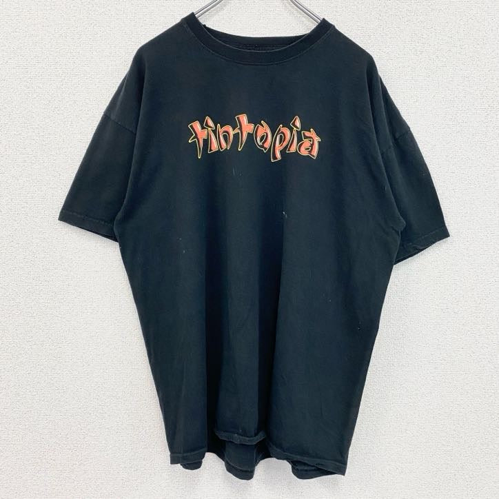 FRUIT OF THE LOOＭ　半袖バックプリントTシャツ　両面プリント　英字プリント　クルーネック　黒　ブラック　XLサイズ　古着