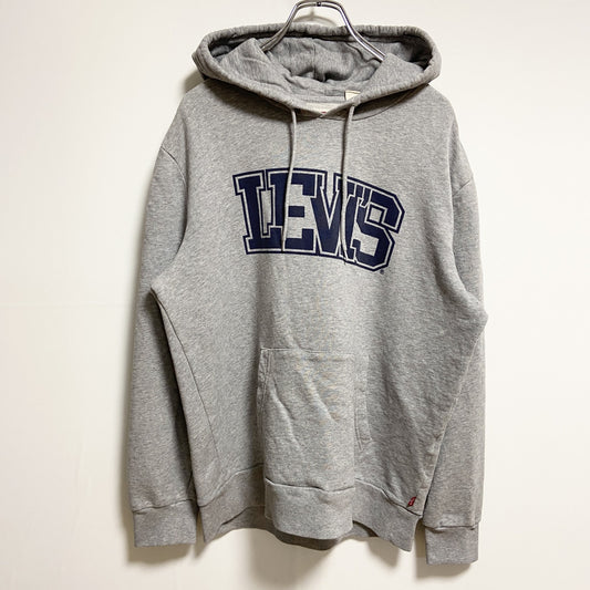 古着 used　Levis リーバイス　長袖ロゴプリントパーカー　フーディー　レトロデザイン　グレー　Mサイズ