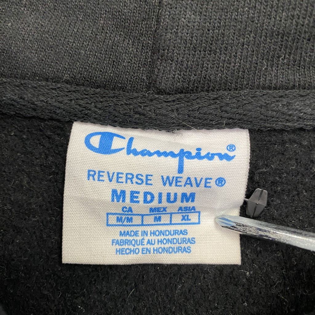 Champion　チャンピオン　リバースウィーブ　スウェットパーカー/フーディー　3連プリント　現行　黒　ブラック　Mサイズ　古着