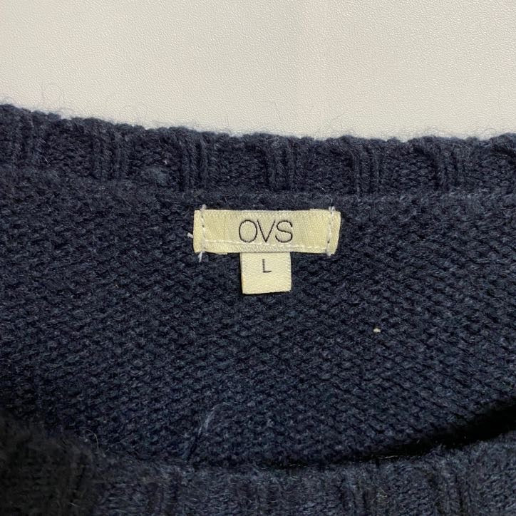 OVS　長袖デザインニット　セーター　ノルディック柄　トナカイ　レトロ　クルーネック　秋冬服　Lサイズ　古着