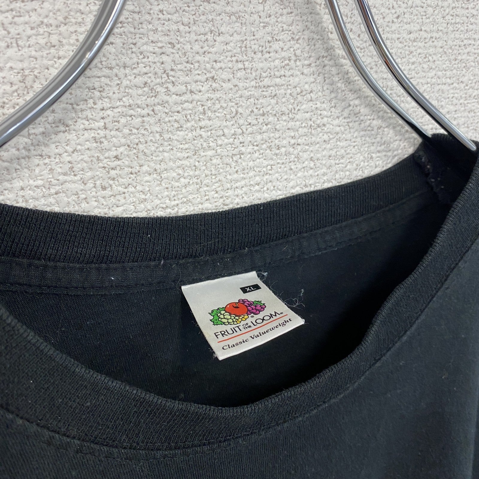 FRUIT OF THE LOOＭ　半袖バックプリントTシャツ　両面プリント　英字プリント　クルーネック　黒　ブラック　XLサイズ　古着