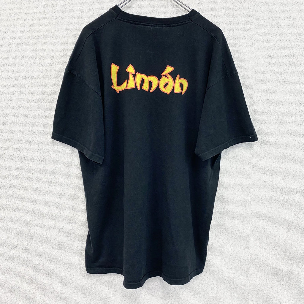 FRUIT OF THE LOOＭ　半袖バックプリントTシャツ　両面プリント　英字プリント　クルーネック　黒　ブラック　XLサイズ　古着