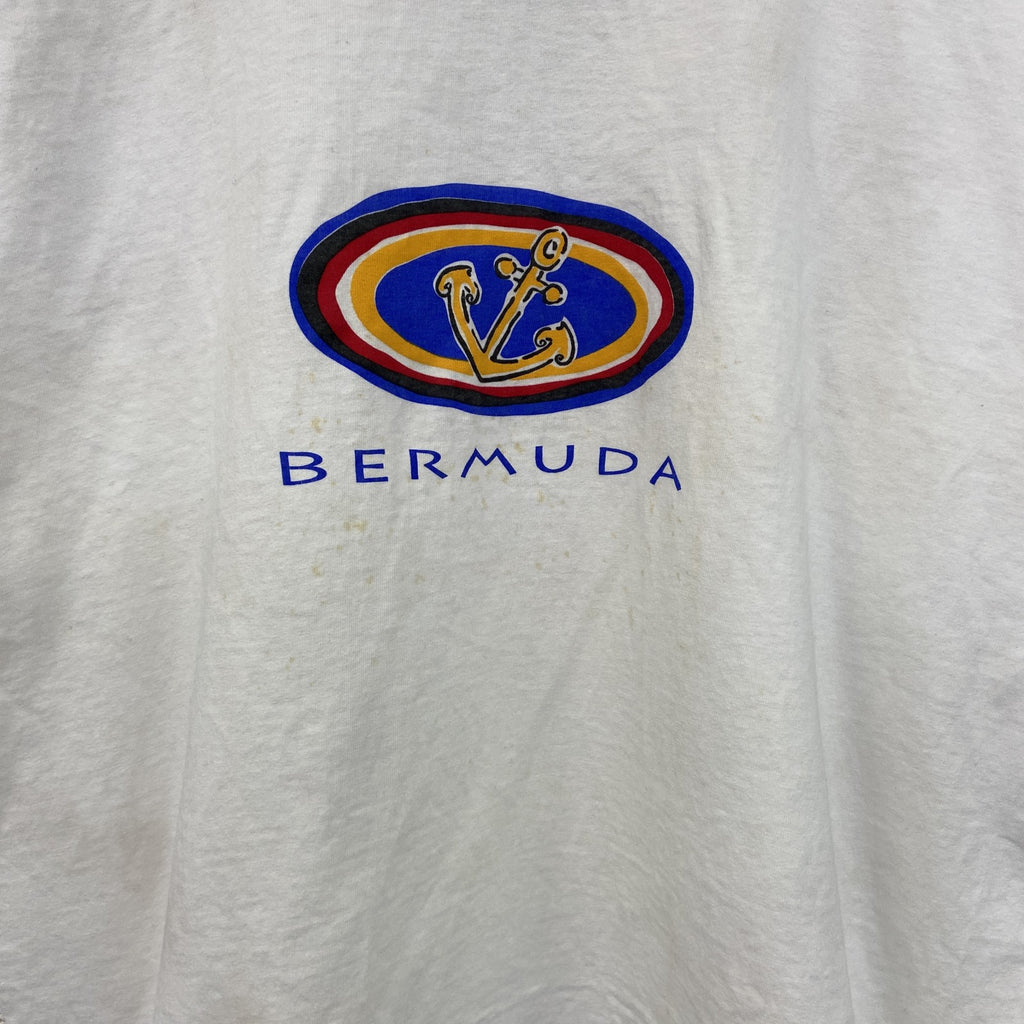 SIGUNAL SPORT　半袖プリントTシャツ　BERMUDA　白　ホワイト　シングルステッチ　90s　XLサイズ　　ヴィンテージ　古着
