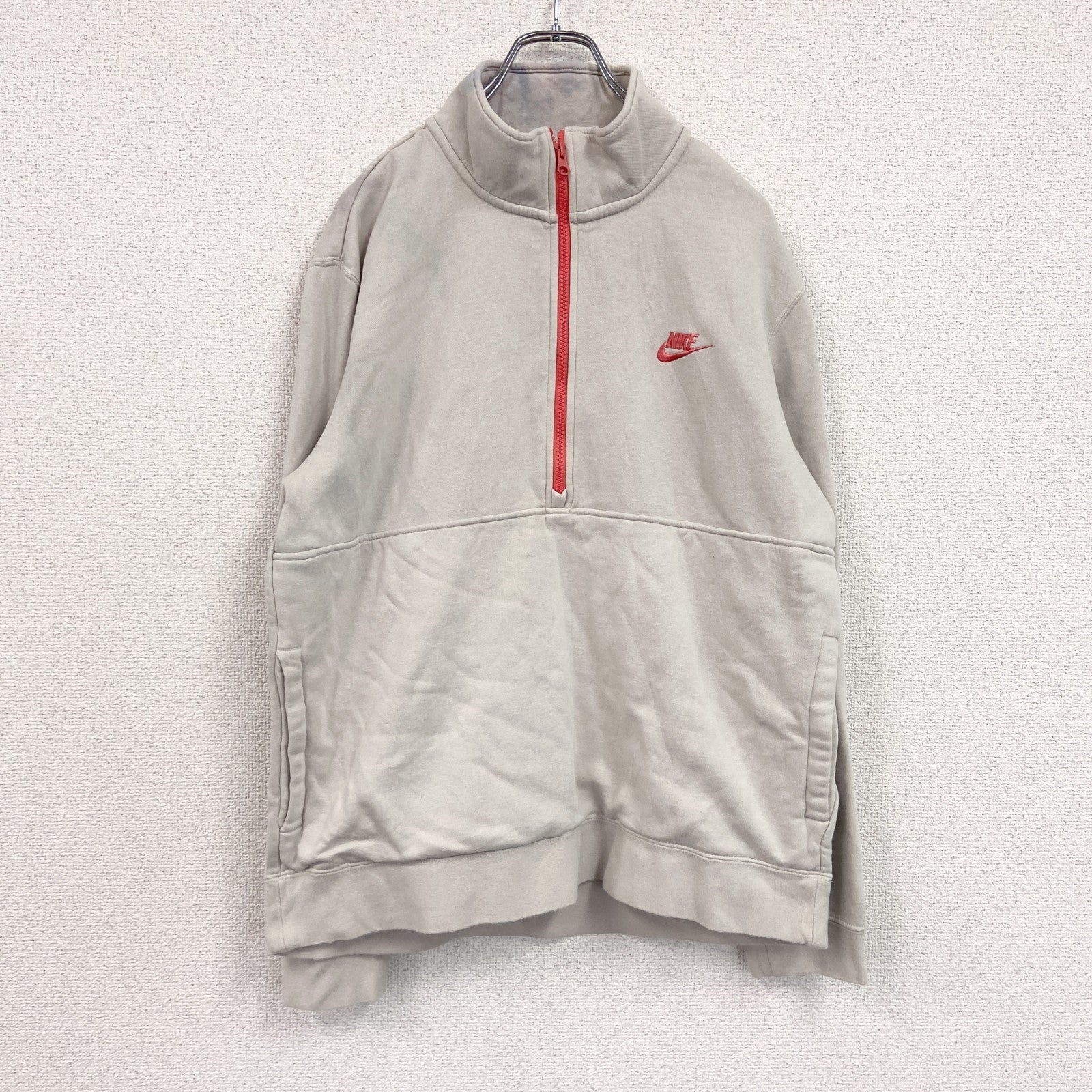 NIKE　ナイキ　ハーフジップスウェット/トレーナー　スウッシュ　灰色　グレー　Lサイズ　古着