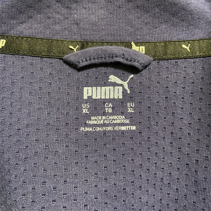 古着 used　PUMA　プーマ　長袖ワンポイントロゴラインフルジップジャージ　スポーティー　ネイビー　XLサイズ　