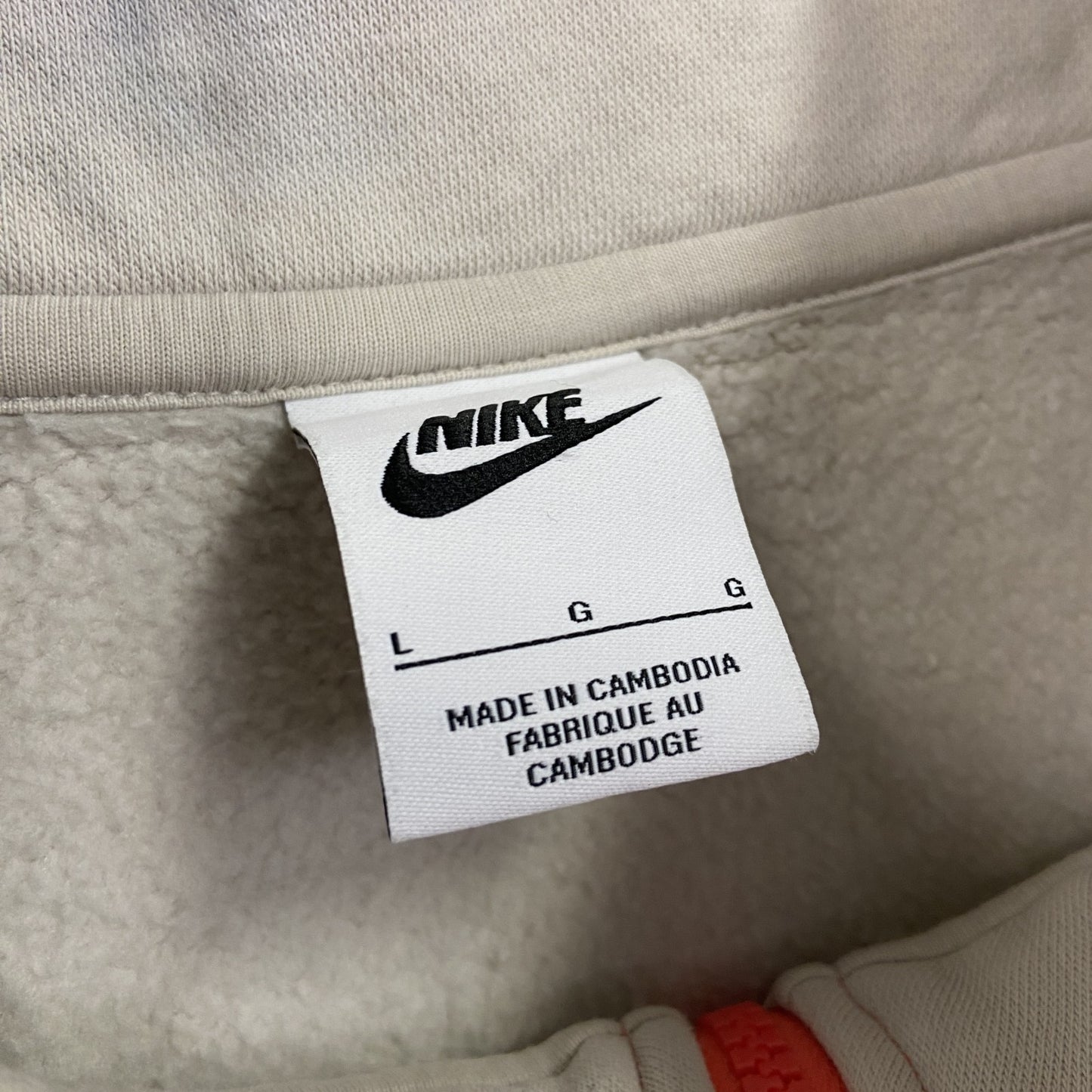NIKE　ナイキ　ハーフジップスウェット/トレーナー　ライトベージュ　Lサイズ