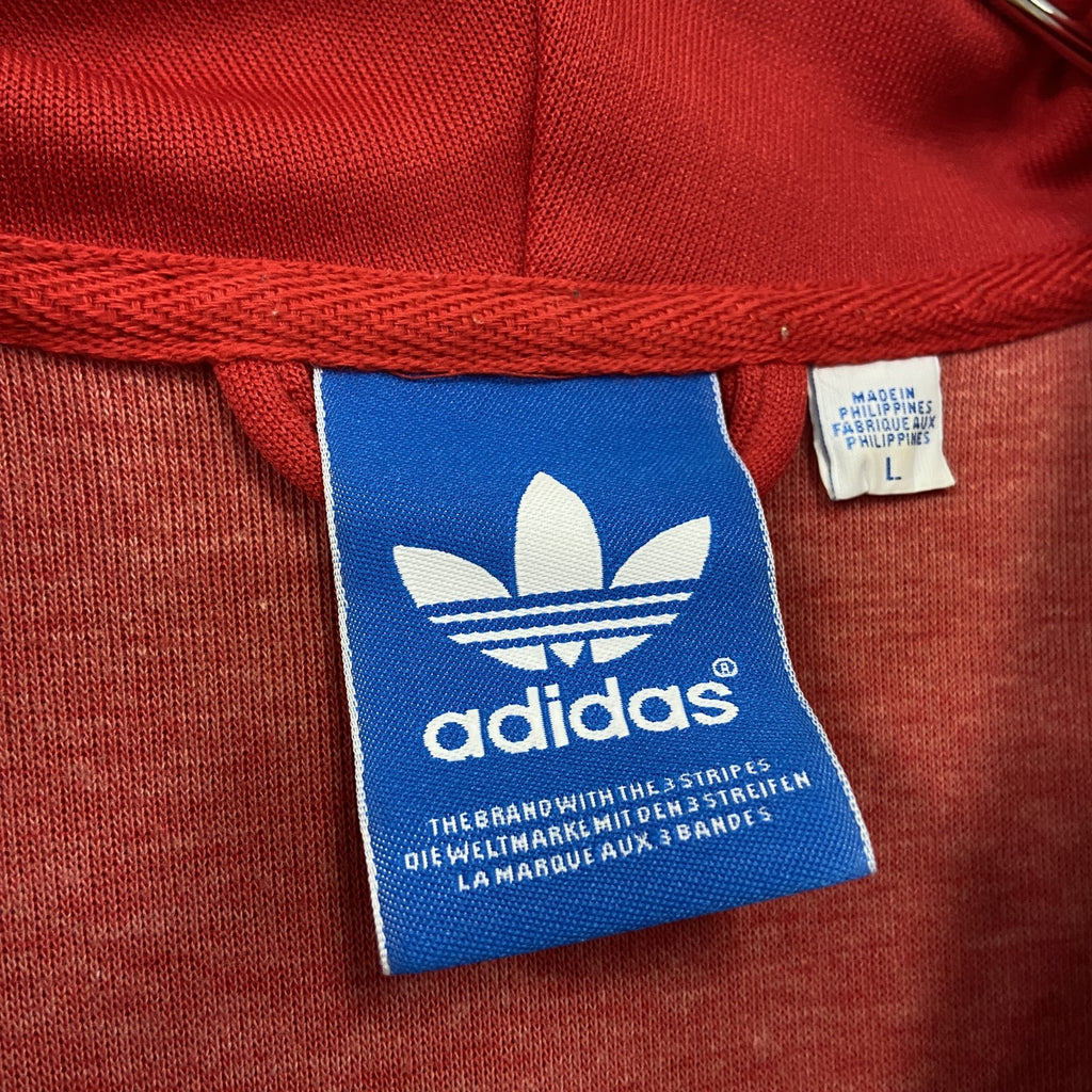 adidas　アディダス　フルジップパーカー/フーディー　赤　レッド　Lサイズ　古着