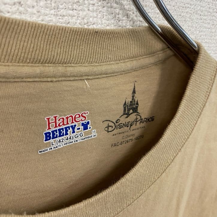 Hanes　ヘインズ　半袖プリントTシャツ　ベージュ　Lサイズ　古着