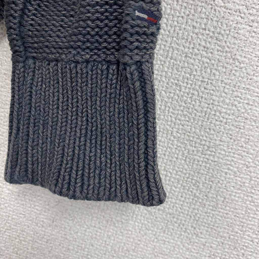 TOMMY HILFIGER DENIM　トミーヒルフィガーデニム　コットンケーブルニットカーディガン　紺　ネイビー　Sサイズ　古着