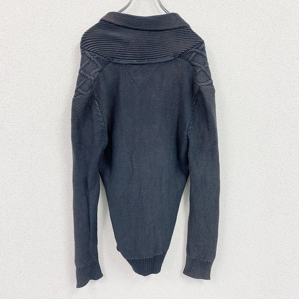 TOMMY HILFIGER DENIM　トミーヒルフィガーデニム　コットンケーブルニットカーディガン　紺　ネイビー　Sサイズ　古着