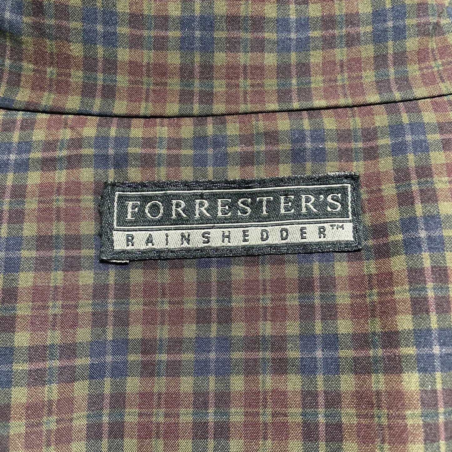 古着 used　FORRESTERS 長袖チェック切り替えナイロンジャケット　レトロデザイン　ネイビー　ブラウン　Lサイズ