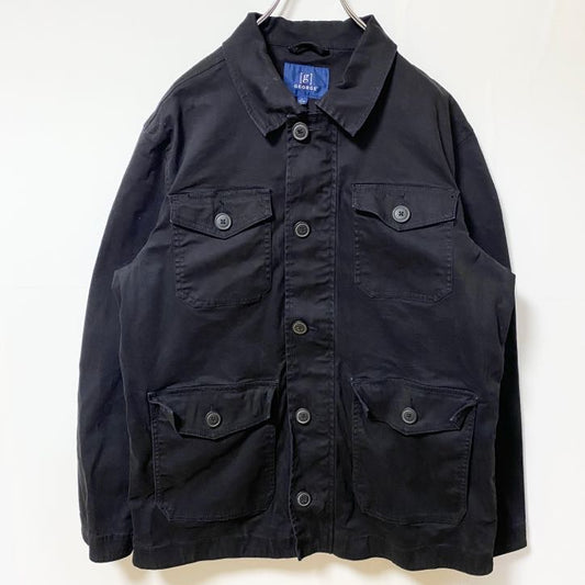 古着 used　GEORGE ジョージ　長袖ミリタリージャケット　ジップアップブルゾン　黒　ブラック　秋冬服　Lサイズ