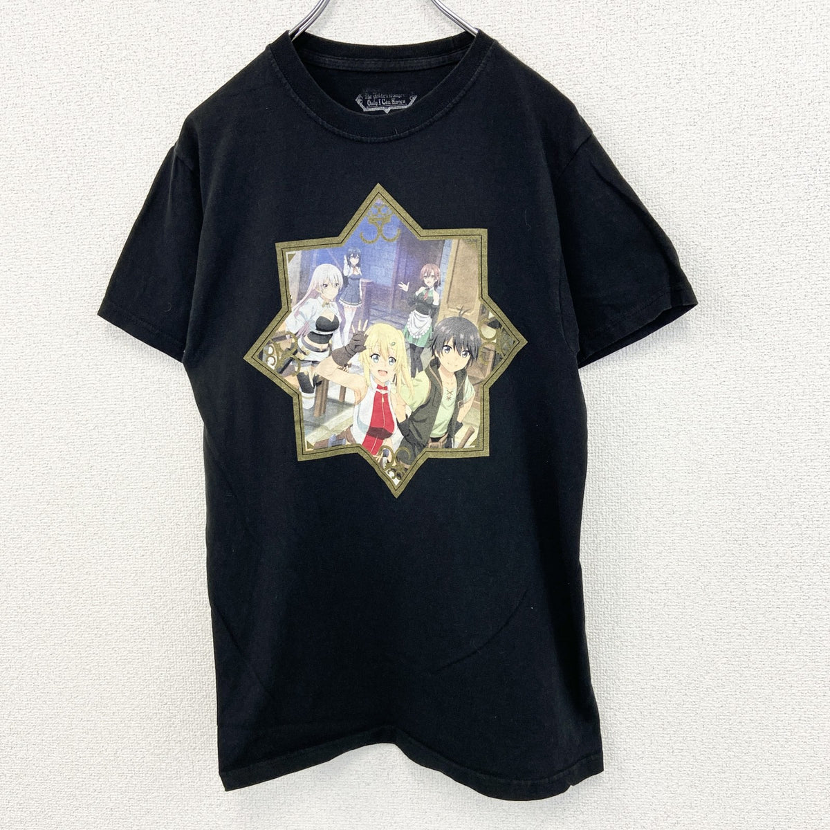 俺だけが入れる隠しダジョン　半袖オリジナルアニメプリントTシャツ　黒　ブラック　瀬戸メグル　クルーネック　Sサイズ　古着
