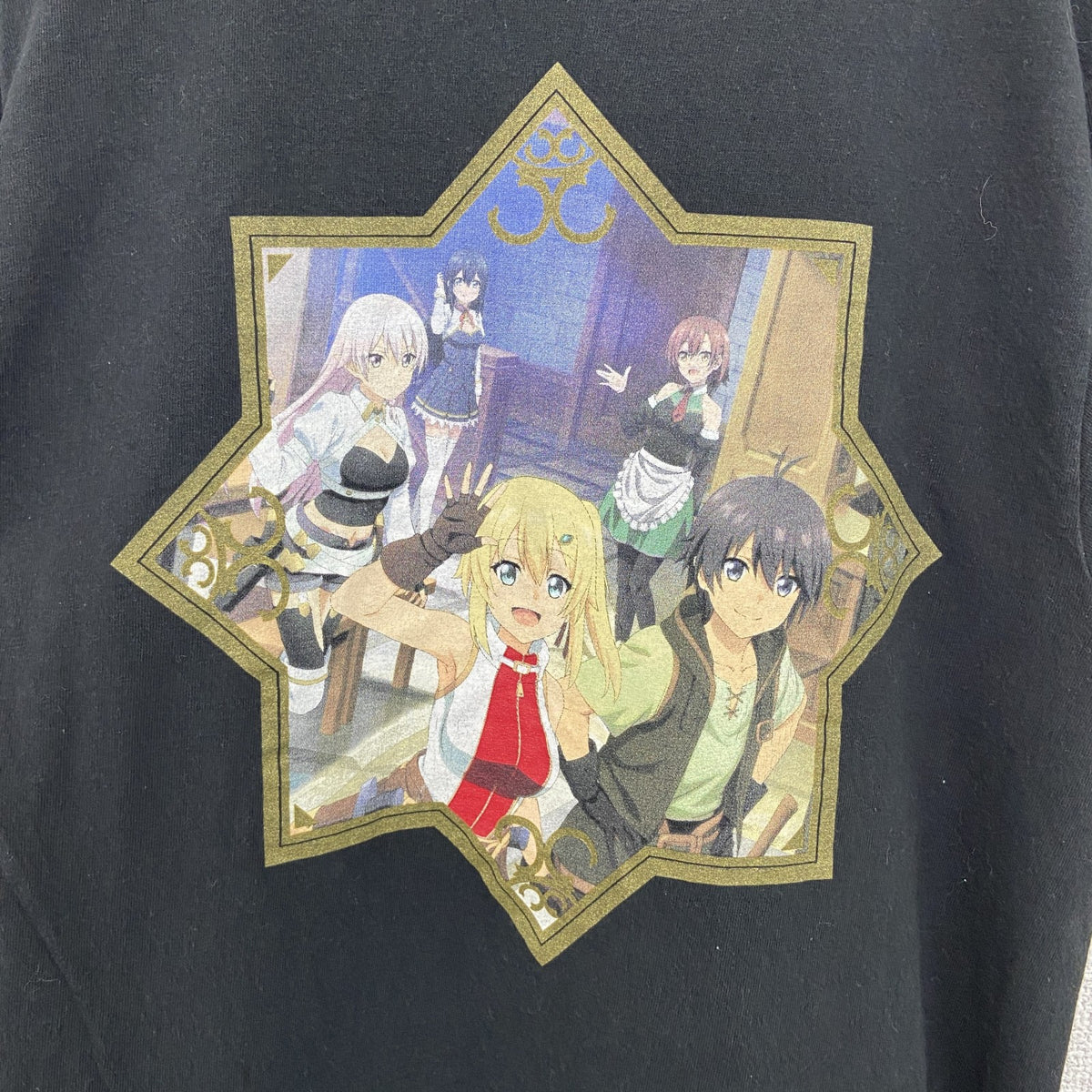 俺だけが入れる隠しダジョン　半袖オリジナルアニメプリントTシャツ　黒　ブラック　瀬戸メグル　クルーネック　Sサイズ　古着