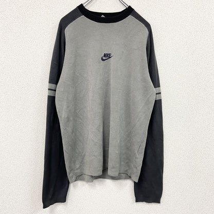 00s　NIKE　ナイキ　アクリルニットセーター　ヴィンテージ　灰色　グレー　Lサイズ