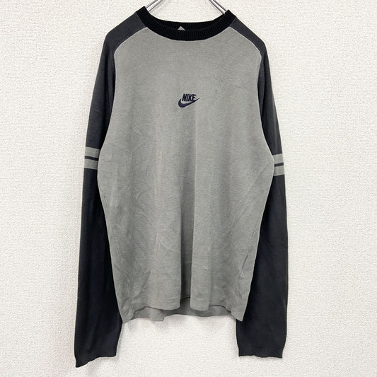00s　NIKE　ナイキ　アクリルニットセーター　ヴィンテージ　灰色　グレー　Lサイズ