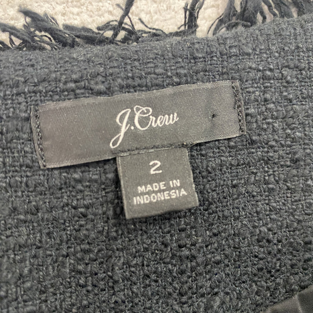 J.CREW　ジェイクルー　ツイードジャケット　ノーカラー　黒　ブラック　2サイズ　古着