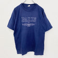 90s　半袖プリントTシャツ　刺繍　ステッチ　シングルステッチ　シンプル　紺　ネイビー　XLサイズ　　ヴィンテージ　古着