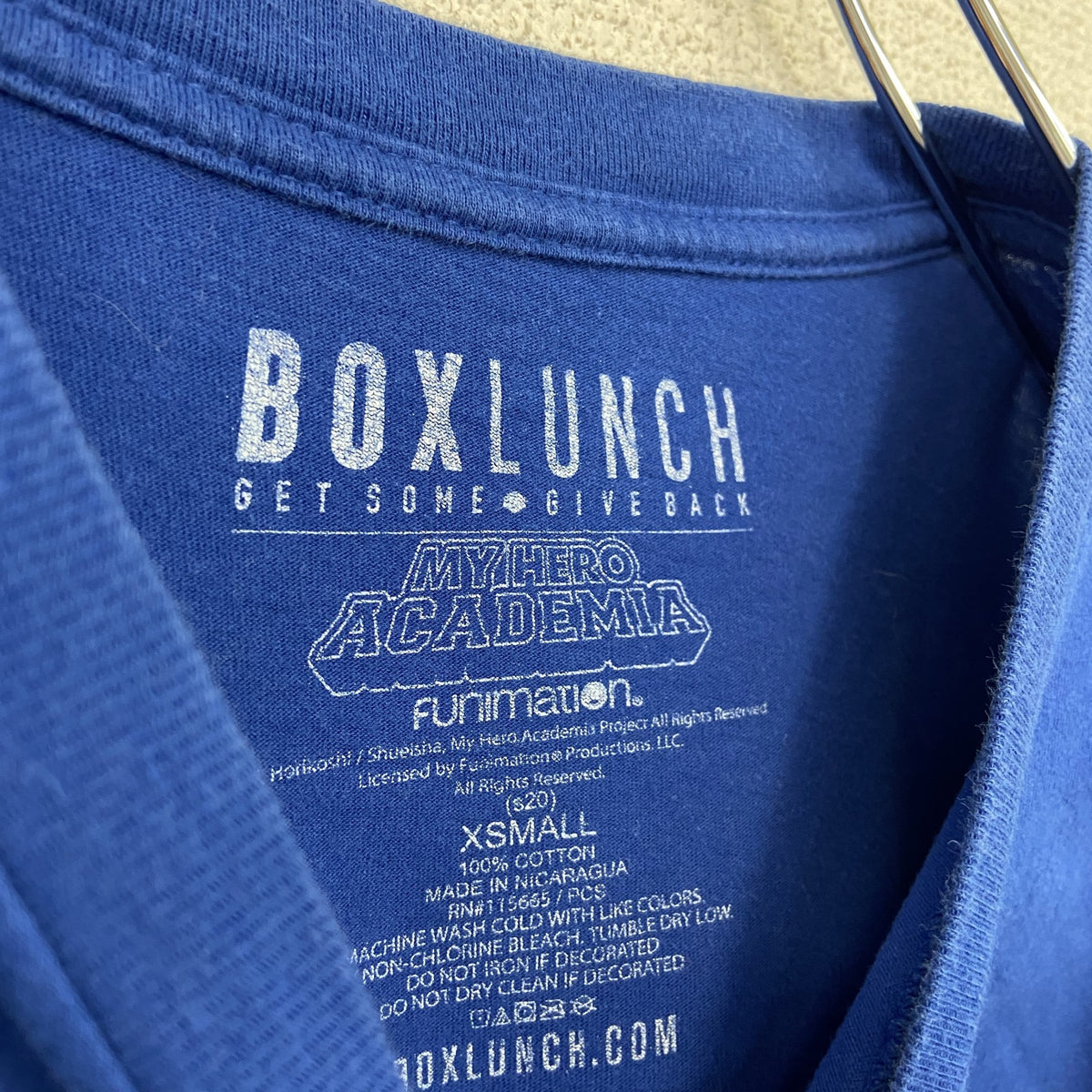 BOXLUNCH　半袖オリジナルアニメプリントTシャツ　僕のヒーローアカデミア　青　ブルー　クルーネック　XSサイズ　古着